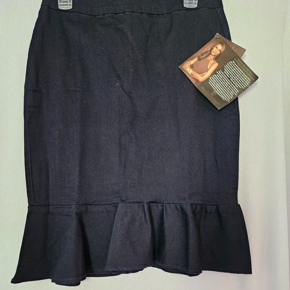 NWT IMAN Global Chic Black‎ Skirt w/ ruffle (tulip) Size 10